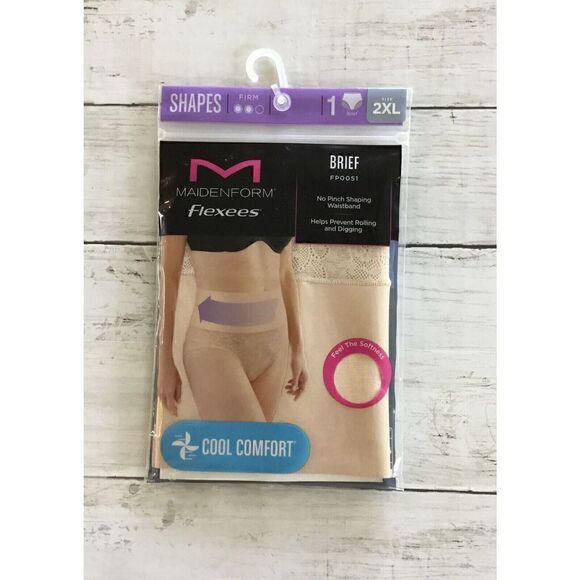 Maidenform Flexees Women's Smoothing Shapewear Brief FP0051 Beige LACE 2XL - Picture 1 of 3
